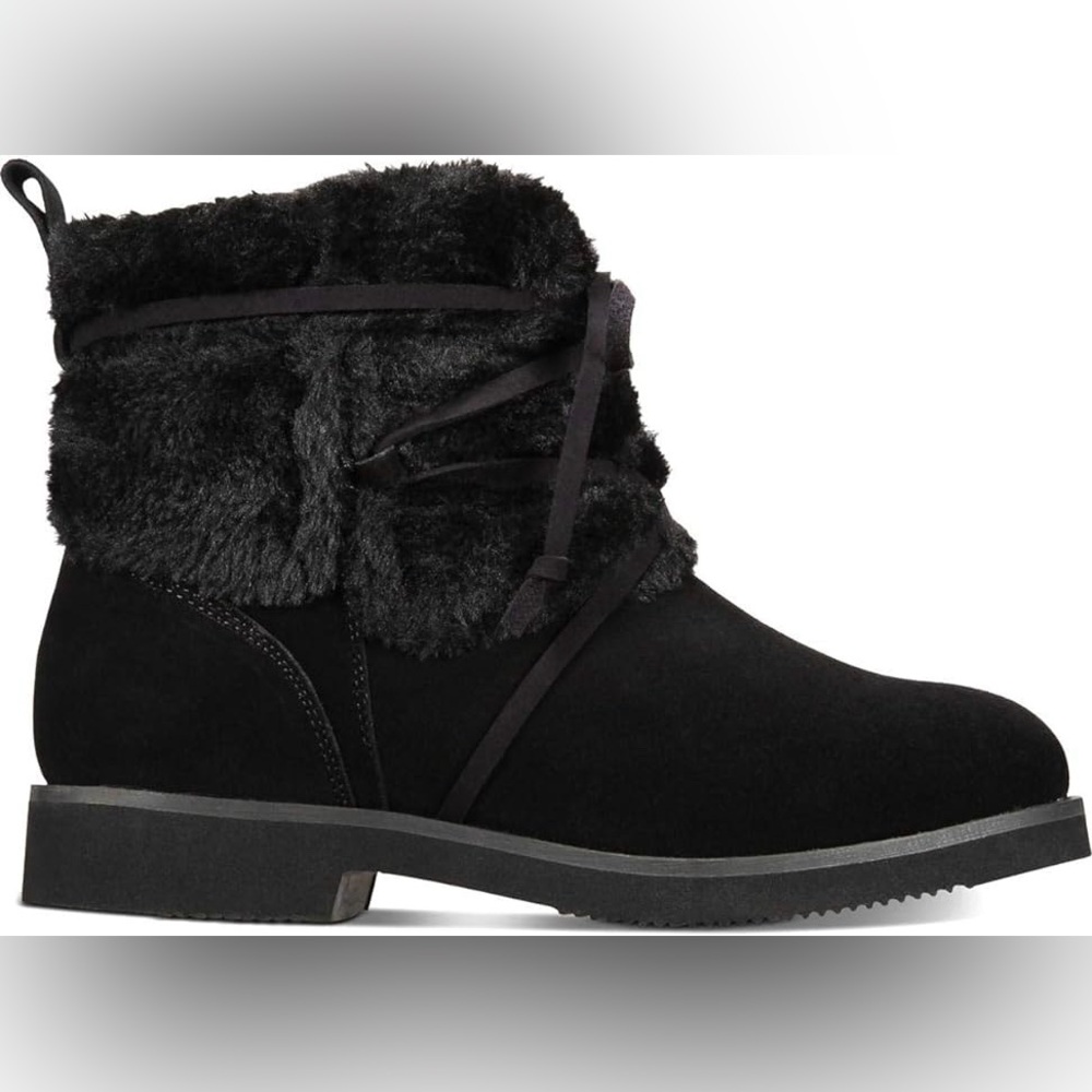 Style & Co Women’s Zijune Black Leather Lace Up Boots